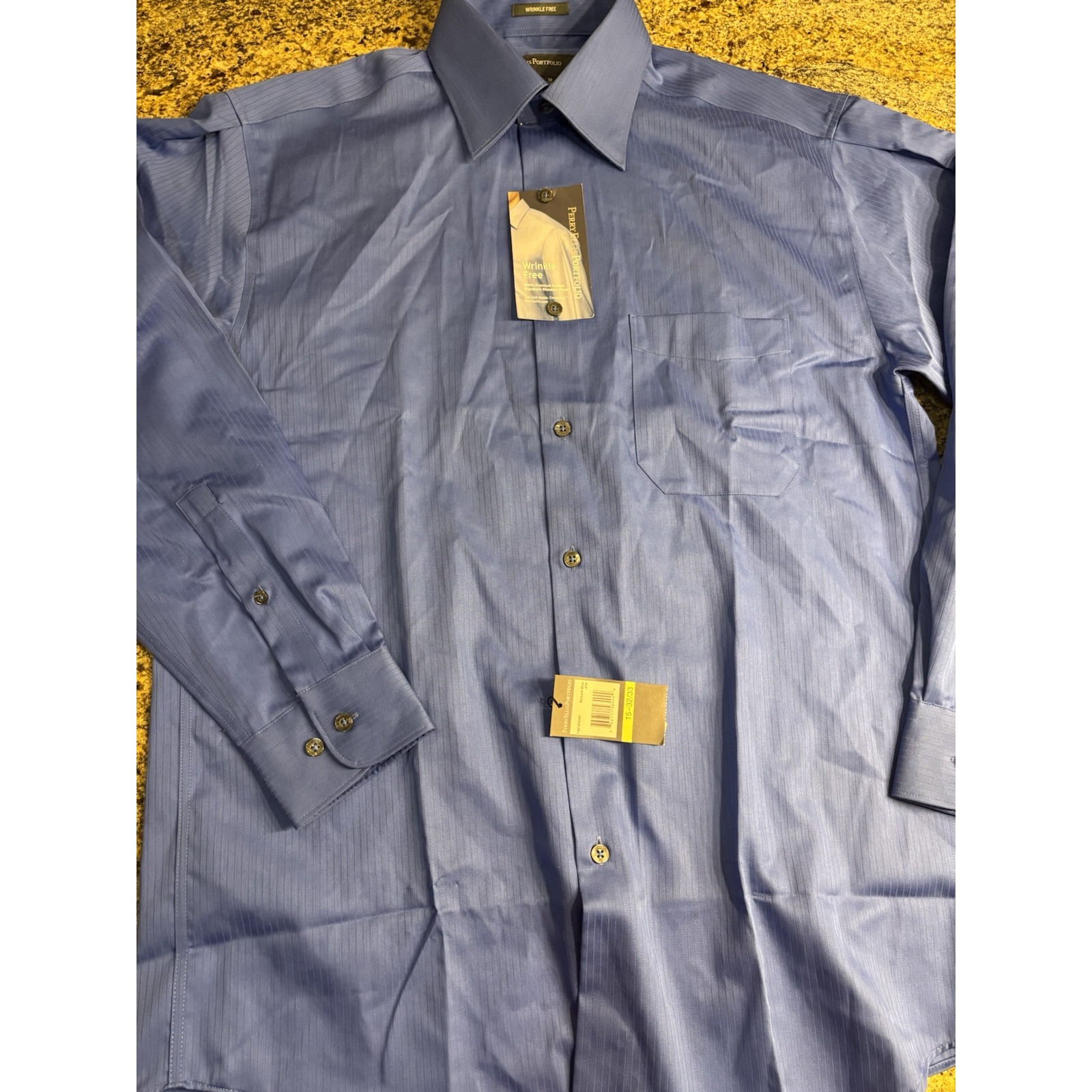 Perry Ellis Portfolio Mens Blue Button Down Long Sleeve Collared Shirt M
